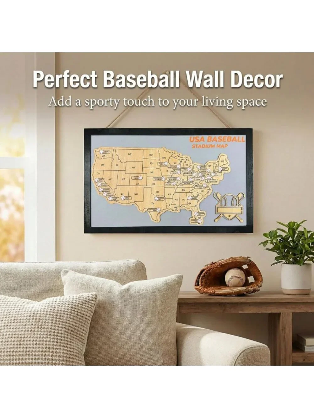 Baseball Stadium Map Tracker | MLB Ballparks Visited Checklist Poster Decor